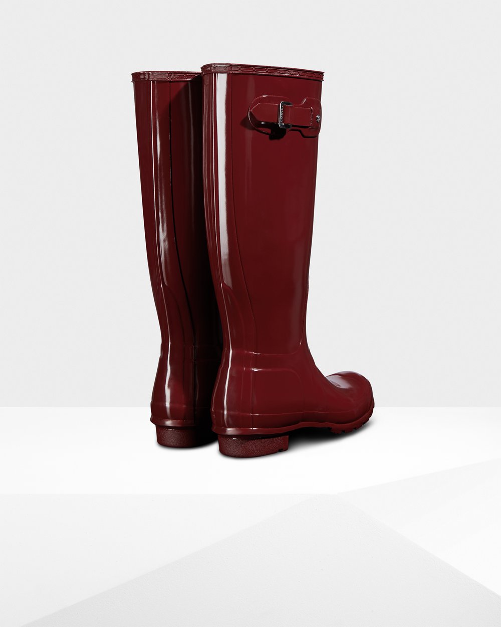 Botas de Lluvia Altas Hunter Mujer - Original Gloss - Grises Rojos - NJSVHYA-60